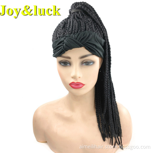 Head Band Brown Hairband Box Braid Wig Braids for Black Women Ladies Natural Curly Braided Headband Wig Synthetic Hair Wigs